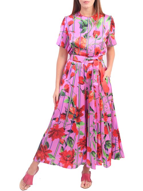 pantaloni larghi in seta stampata a fiori Laboratorio Capri | IRISRFUCSIA